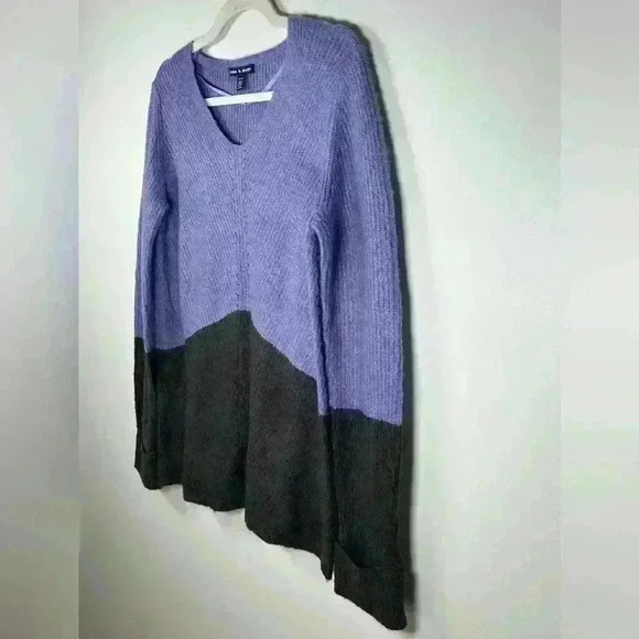 Cable & Gauge Colorblock Sweater Purple Gray Oversized Women’s Size Small - Picture 5 of 11